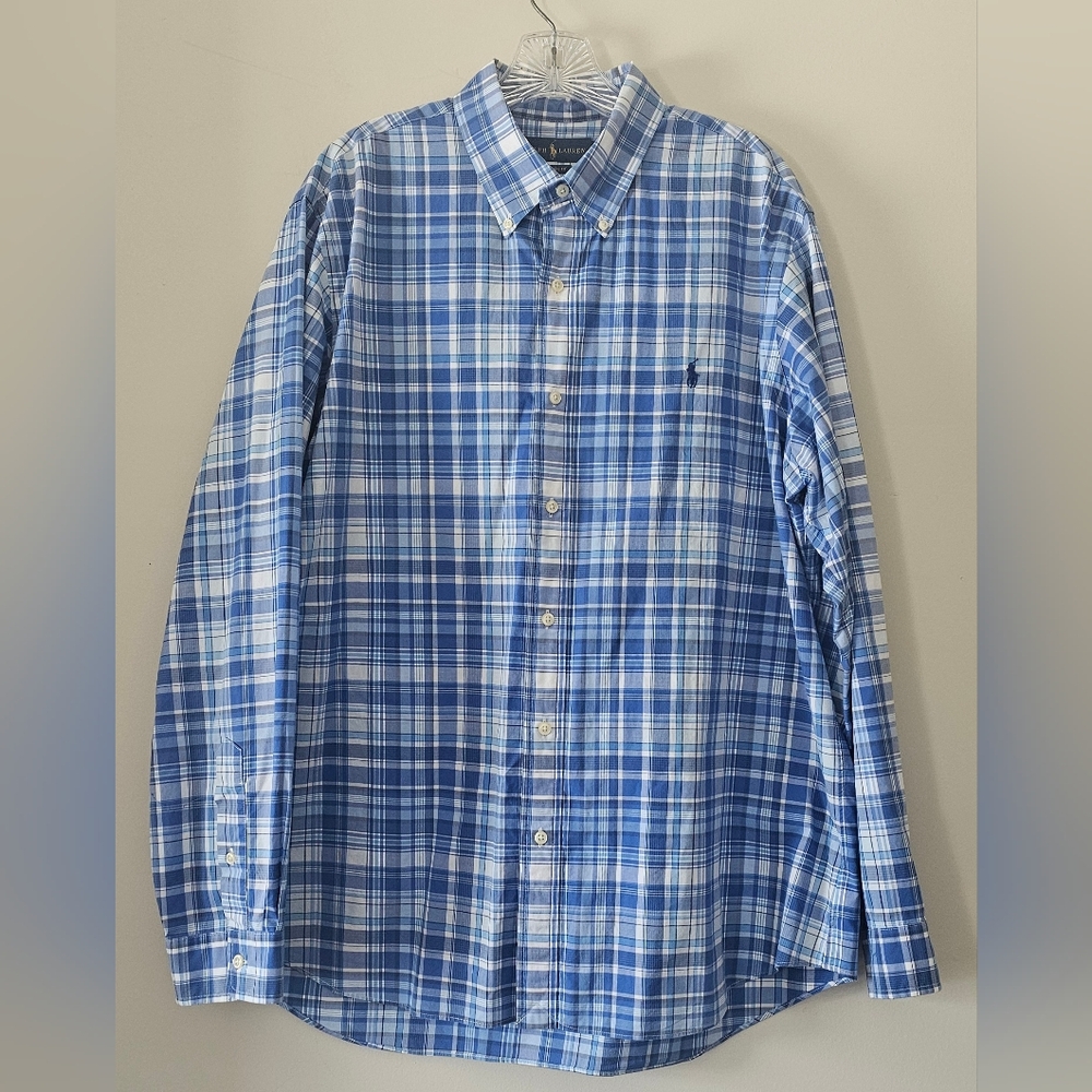 Polo By Ralph Lauren Blue Plaid Men's Shirt. Size XL/TG